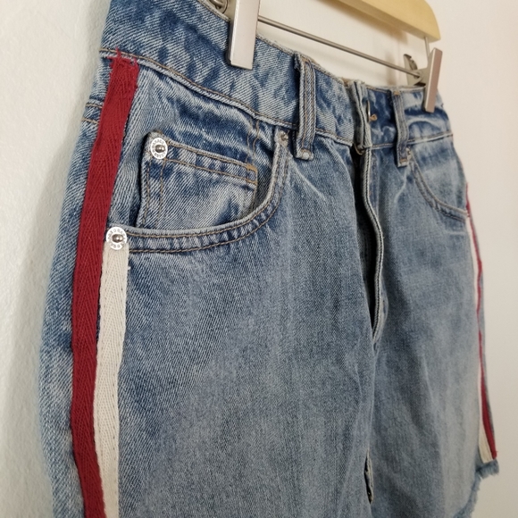 Garage Jeans Denim Mini Skirt Frayed Hem Blue S - Picture 2 of 4